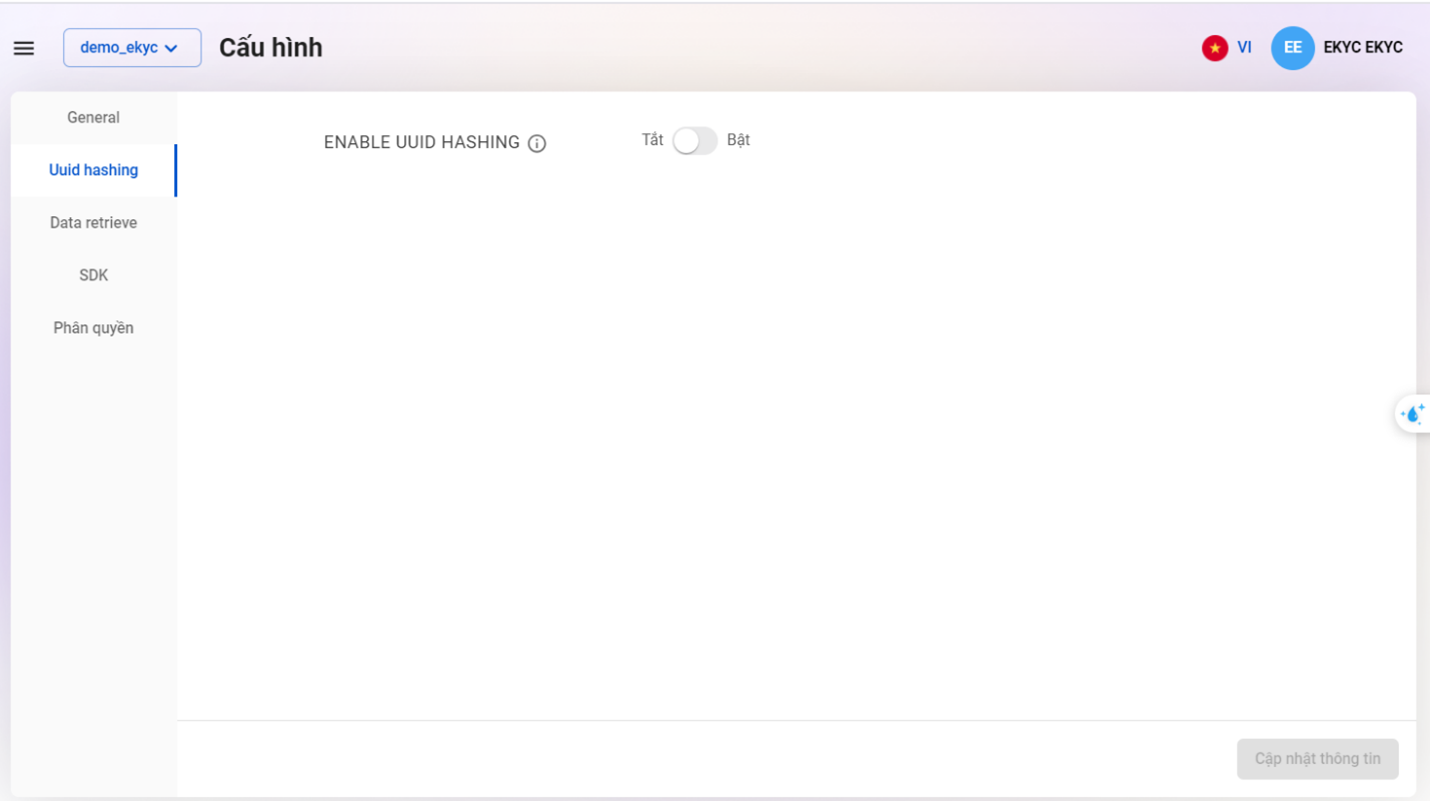 Màn hình UUID hashing