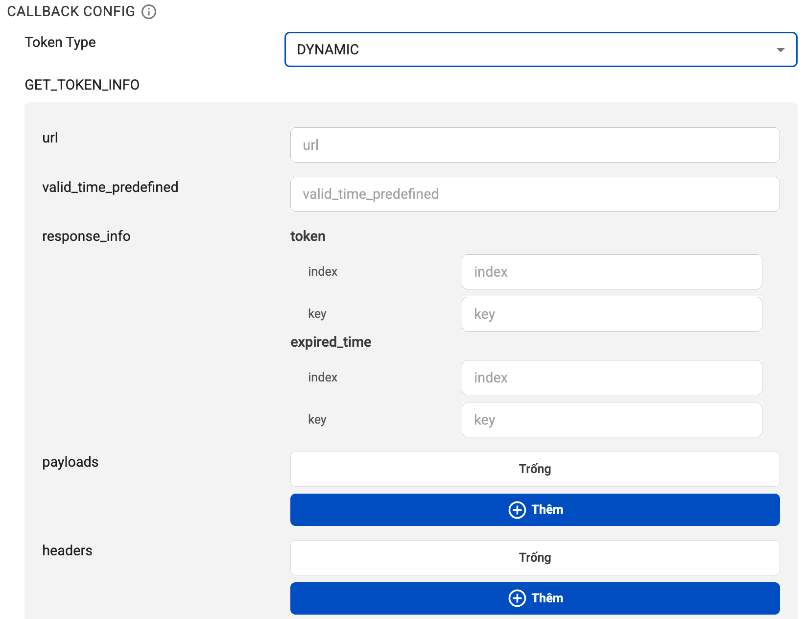 Configure Data Retrieval via Callback with Dynamic Token Method