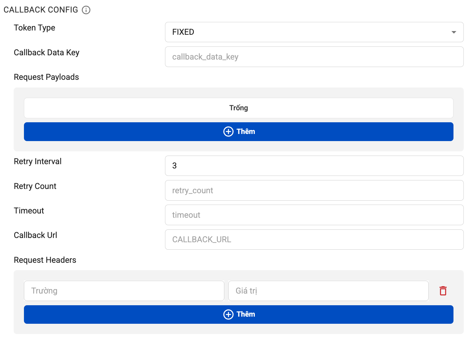 Configure Data Retrieval via Callback with Fixed Token Method