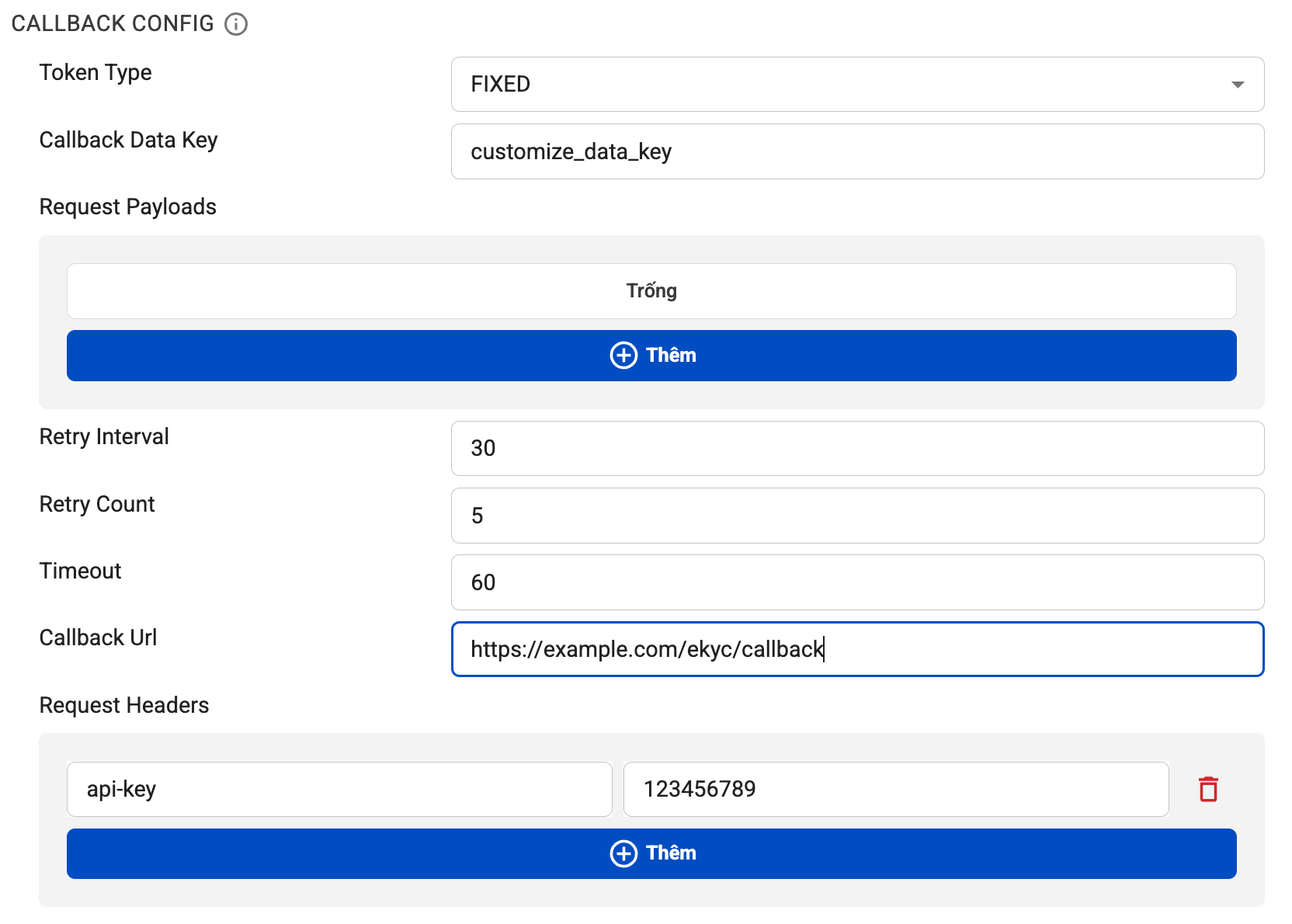Example configuration for Fixed Token data retrieval