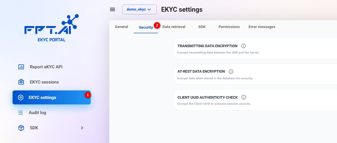 Security configuration page