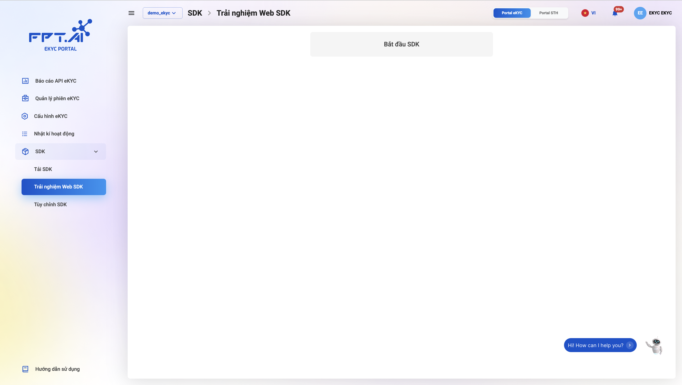 Màn hình Trải nghiệm Web SDK