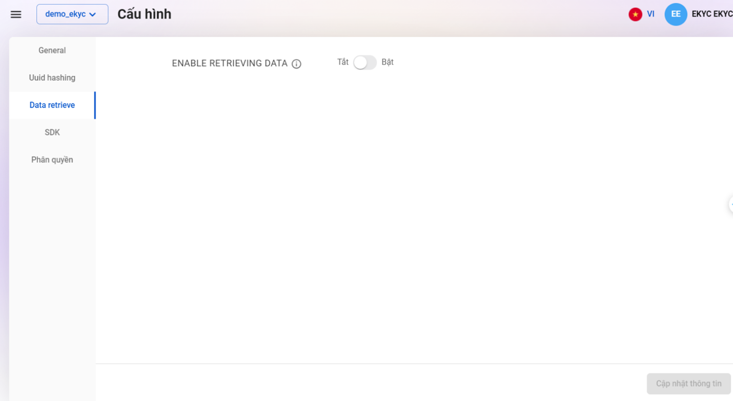 Màn hình Data retrieve