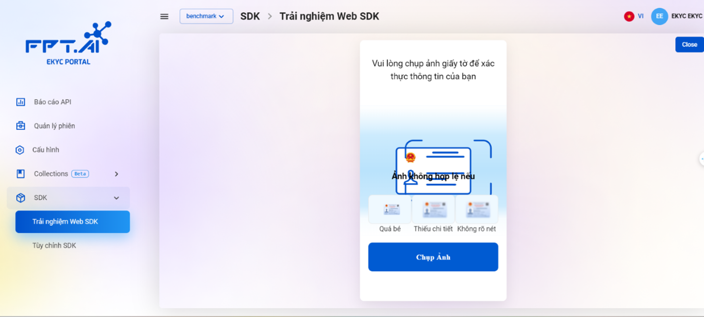 Màn hình Trải nghiệm Web SDK