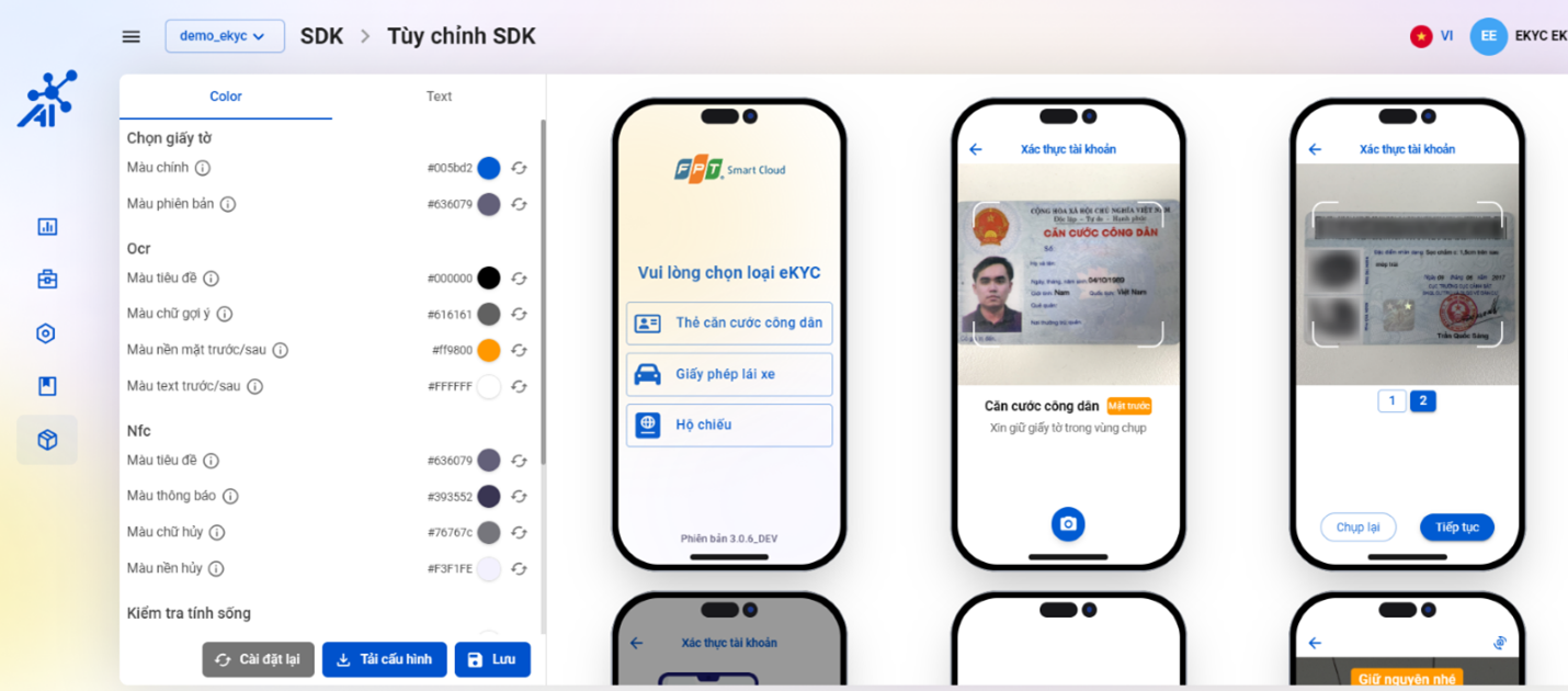 Màn hình Tùy chỉnh SDK