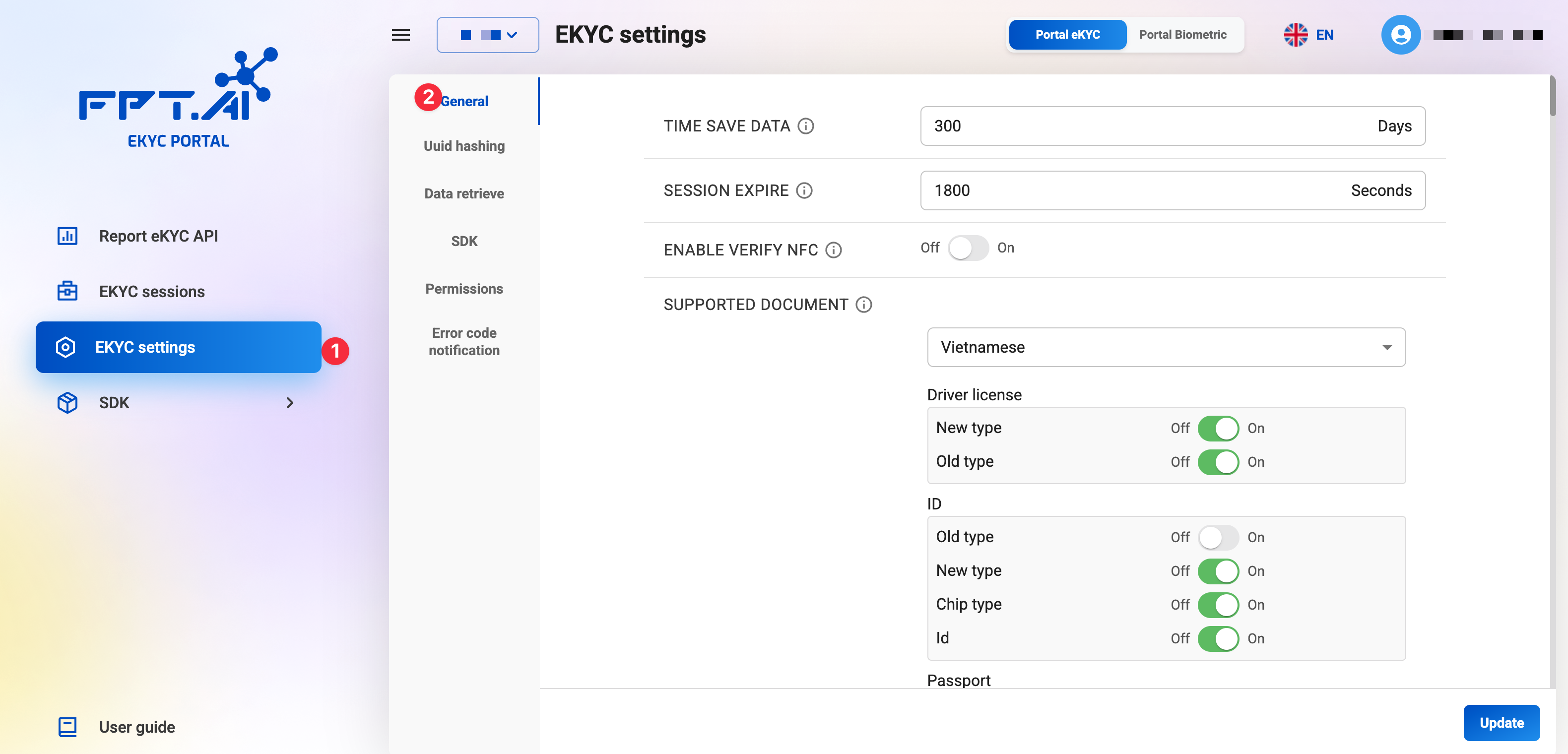 General configuration page alt text